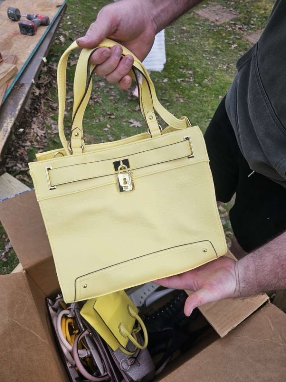 Yellow Leather Top-Handle Tote Bag - Chic Everyday Carry
